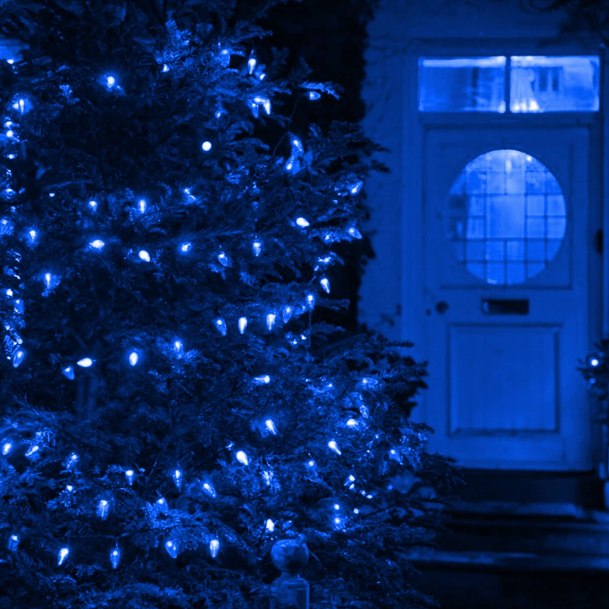 Dazzle Bright C6 Christmas String Lights, 200 LED, 66 FT, Waterproof, 8 Modes, Blue, Model HB-300COI