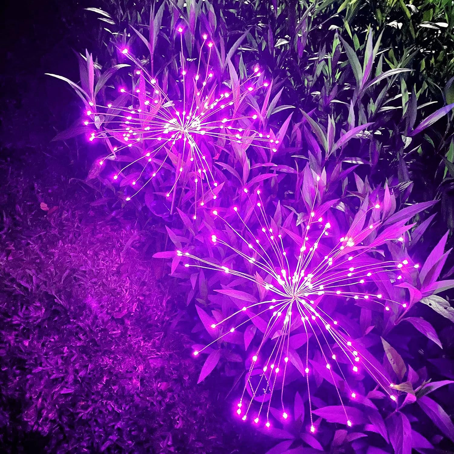 JJGoo Solar Firework Lights, 150 LEDs, 2 Pack, Waterproof, Pink, Model KM5003F-yanhua-150-Pink-2