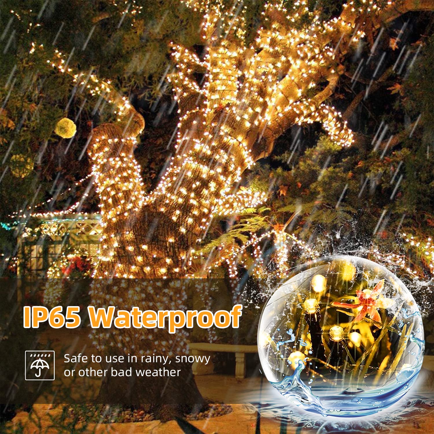 L LAMPOP Solar String Lights 2pack Ultra Bright 100L Waterproof Warm White Plastic Garden Christmas Decorations