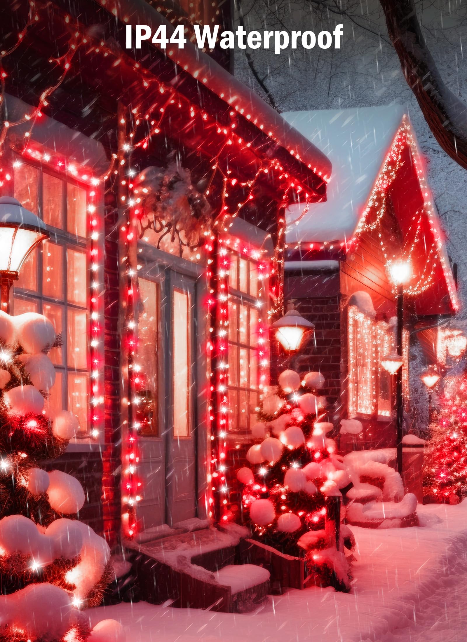 Minetom Christmas String Lights, 50 LED, 17FT, Battery Operated, Waterproof, Red & Pure White