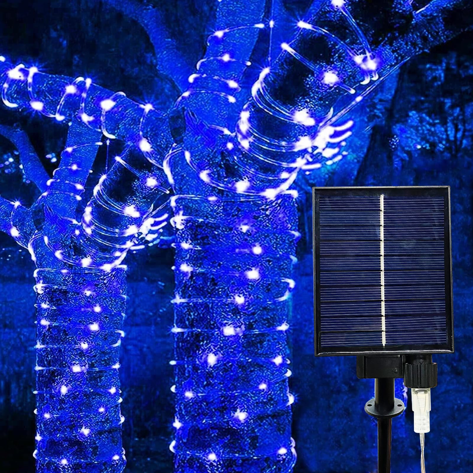 LiyuanQ 300 LED Solar Rope Lights Outdoor Waterproof Fairy Lights 99 FT Blue FS-D100