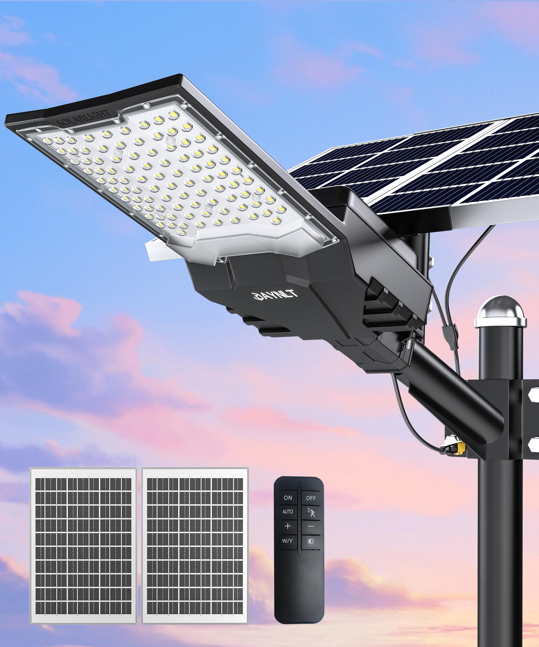 JAYNLT X-18000W Solar Street Lights Outdoor  6500K Ultra-Large Parking Lot Lights Commercial Dusk to Dawn IP67 Waterproof Solar Power Flood Security Lamps for Playground Garage