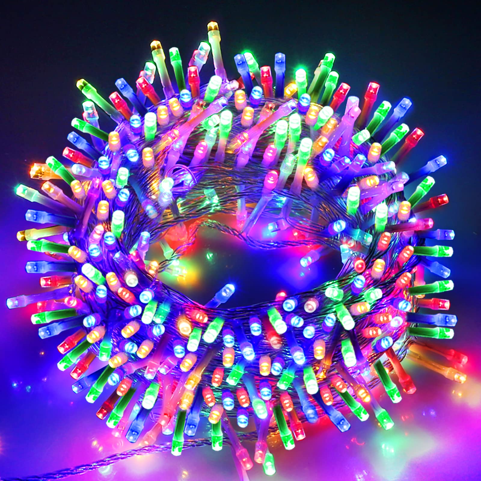 VTECHOLOGY Christmas String Lights, 66FT 200 LEDs, Multicolor, Copper, Model QL300IE, 8 Modes, Indoor/Outdoor Fairy Lights