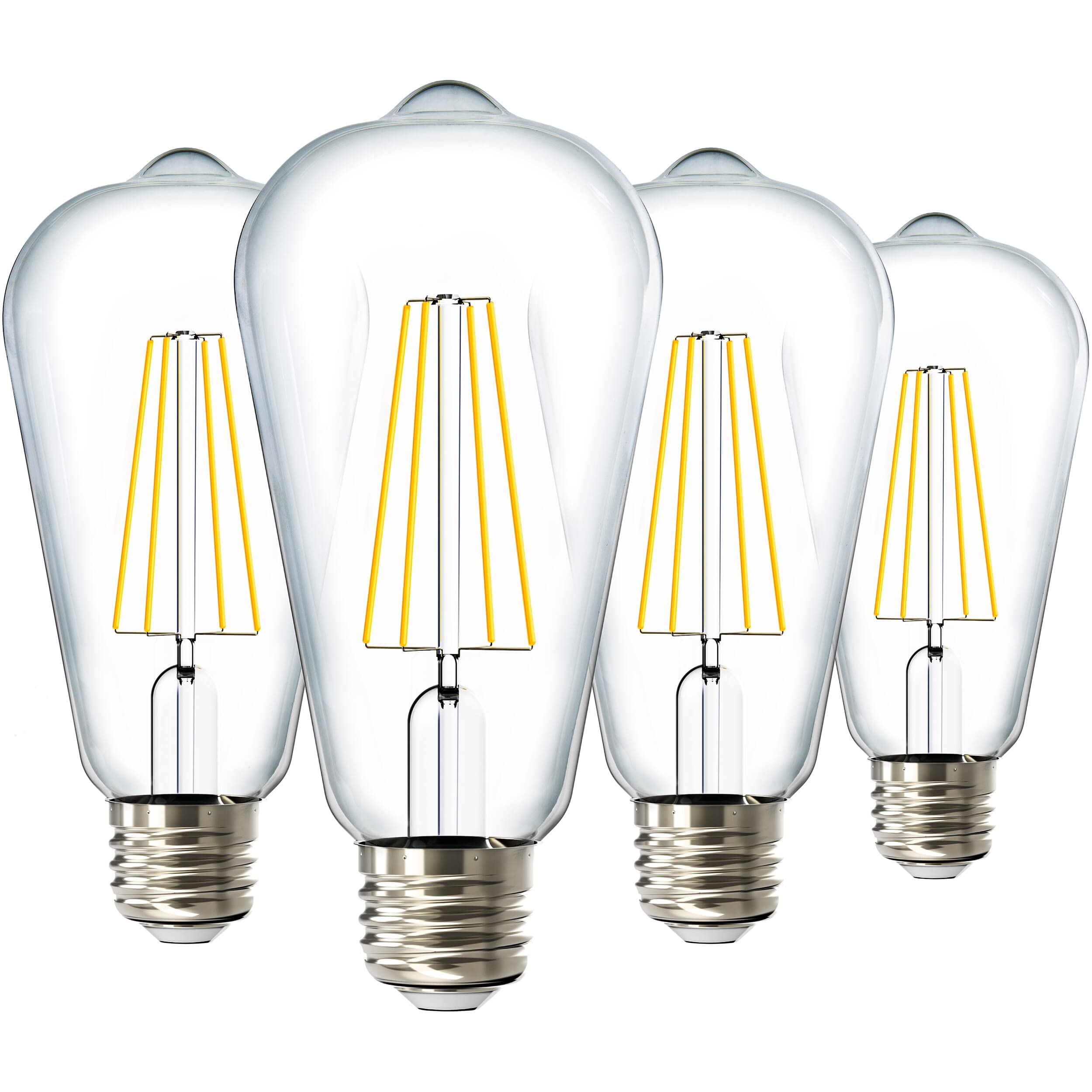 Sunco Lighting LED Edison Bulbs, 2700K Soft White, 7W Equivalent, 800 Lumens, ST64, 4 Count, Light Sensing Outdoor