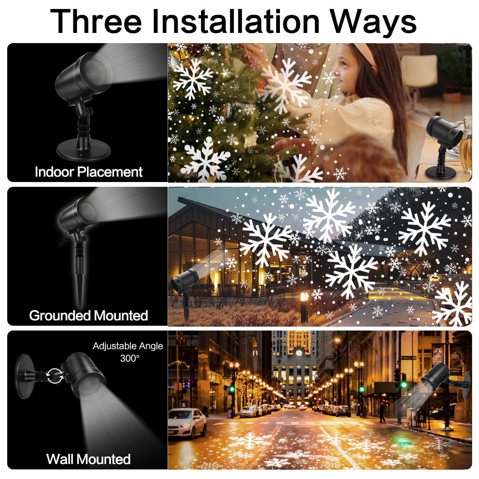 Christmas Projector Lights Outdoor, Outdoor Christmas Decorations, Snow Holiday Projector Lights, Waterproof Led Snowflake Lights, Xmas Decoration For House, Yard, Wall, Outdoors And Indoors
