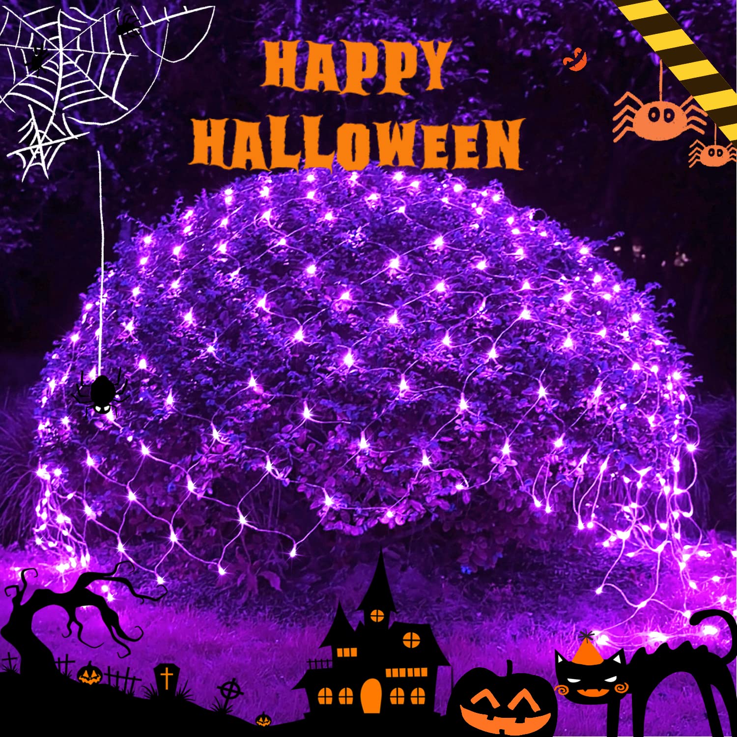 Jmexsuss 200 Led Purple Halloween Net Lights, 9.8Ft X 6.6Ft Connectable Halloween Bush Lights With Remote, 8 Modes Plug In Net L