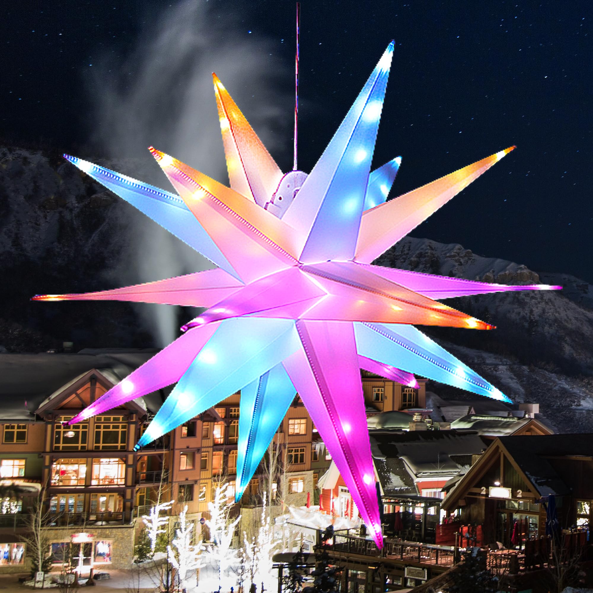 OOLALOO RGB Moravian Star Light Dinamic 23 Multicolor Hanging Lantern with Remote Control for Indoor Outdoor Tree Porch Patio Ha