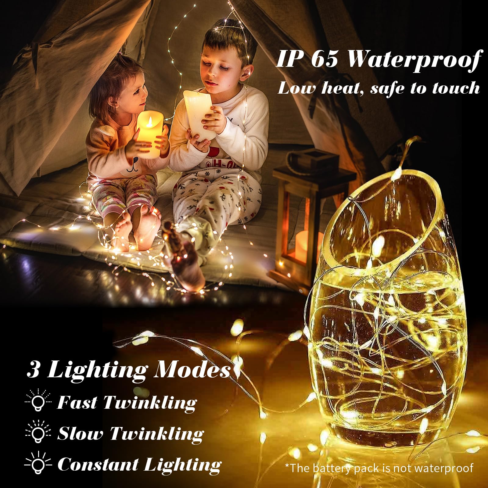 Fairy Lights Battery Operated, String Lights Battery Powered 7Ft 20 Led Twinkle Lights (Warm White, 8)