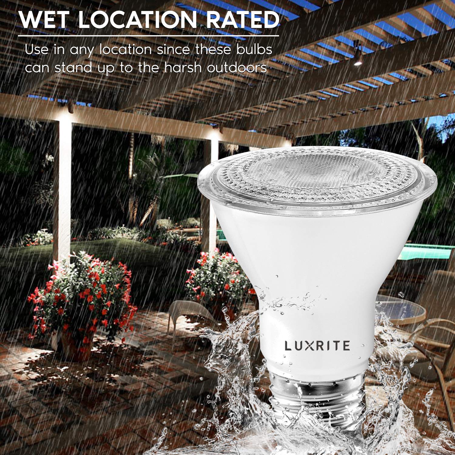 LUXRITE PAR20 LED Bulbs, 3500K Natural White, Dimmable, 7W, 500 Lumens, 12 Pack, E26 Base, Model LR316