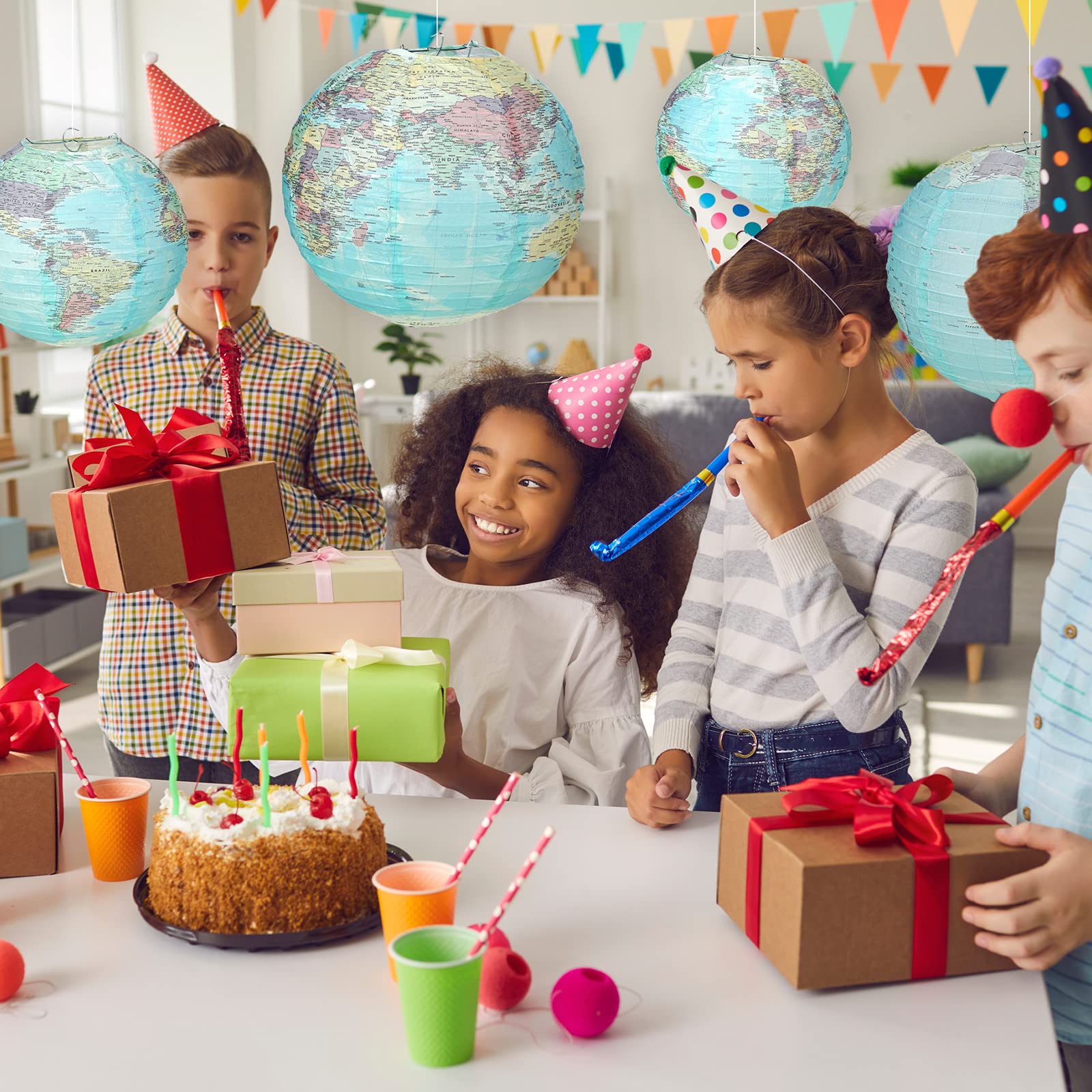 Retisee 12 Pcs 10 Inch Around The World Decorations Globe Hanging Paper Lantern Travel Themed Party Decor World Map Classroom Earth Day Decorations For Home Earth Theme Party Decor