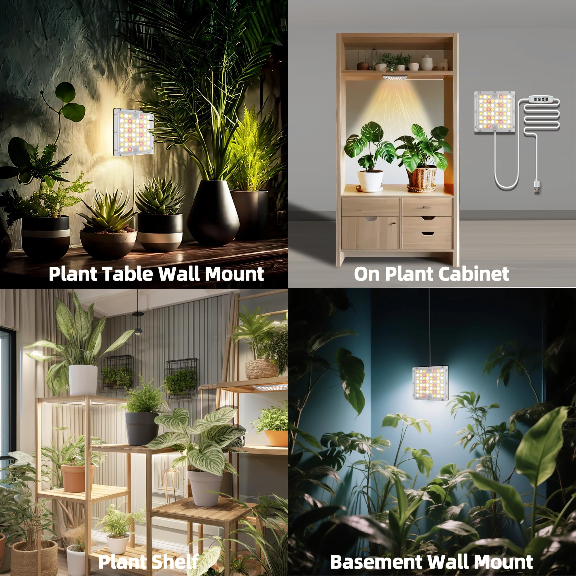 Spotlight Grow Light - 3500K Warm White, Dimmable Full Spectrum with High PPFD | Optical Lenses for Focused Beam, Stick-on Grow