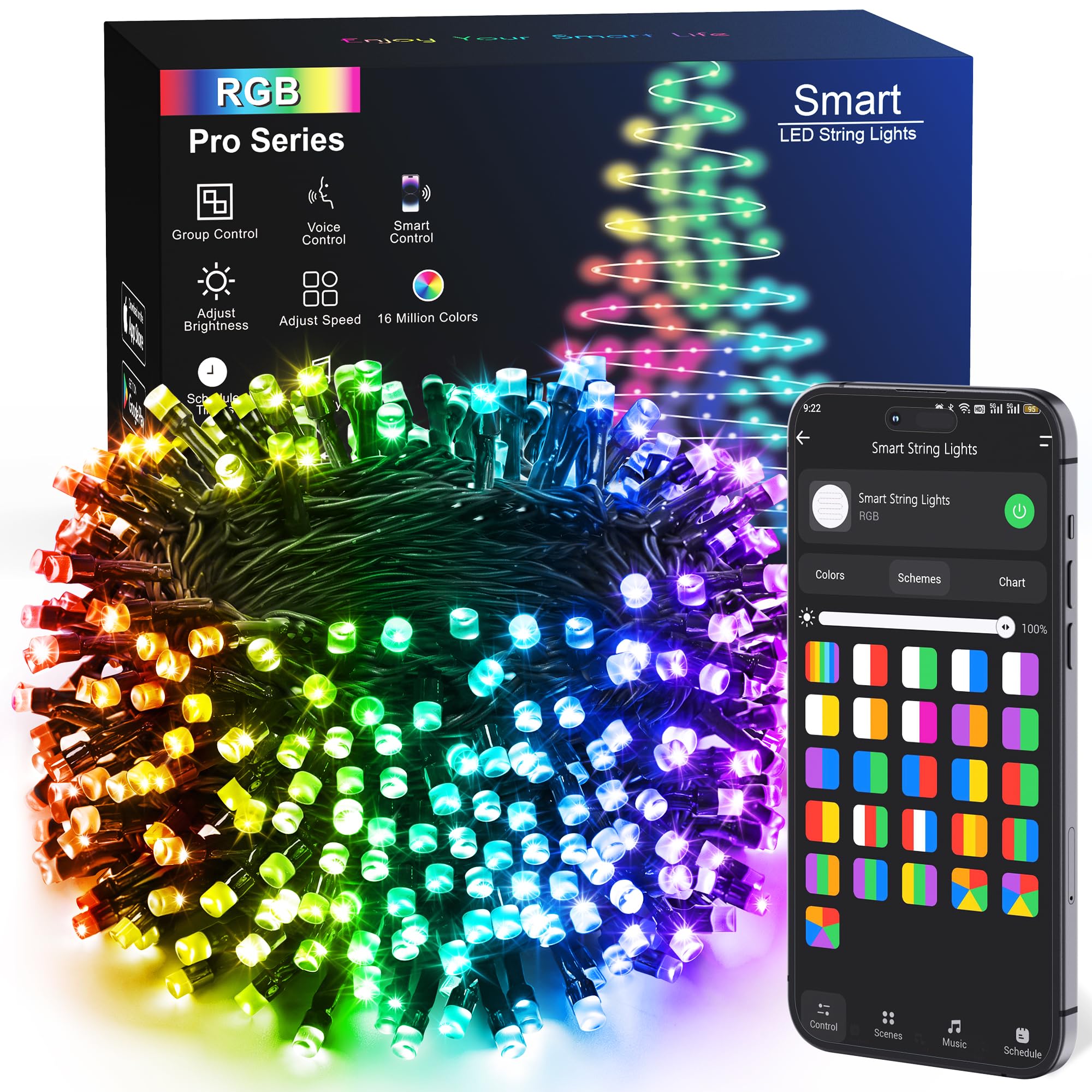 Brizled Pro Smart Christmas Lights, 200 Led Rgb Color Changing, 66Ft App Controlled, Works With Alexa & Google Home