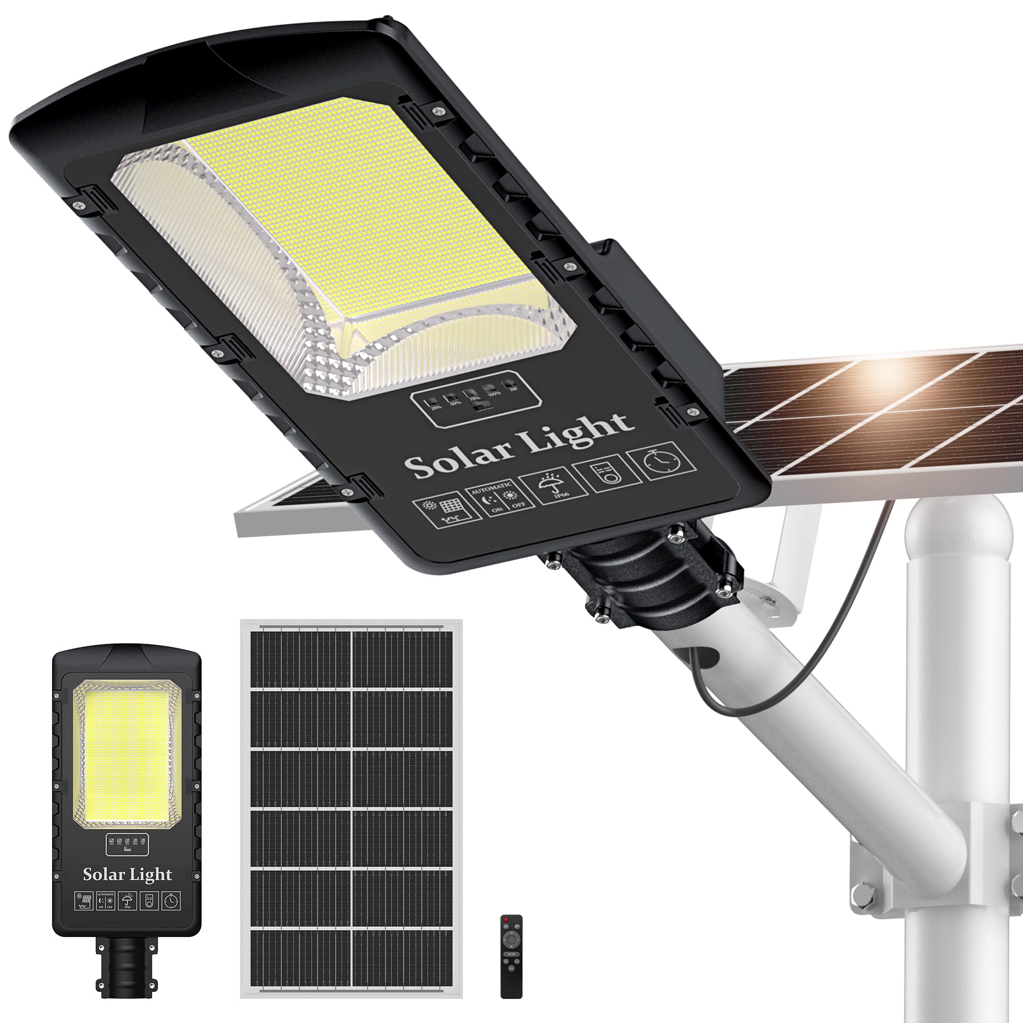 OKPRO 12000W Solar Street Lights Outdoor, 7000K Solar Parking Lot Lights Commerical Dusk to Dawn, Outdoor Street Light Heavy Dut