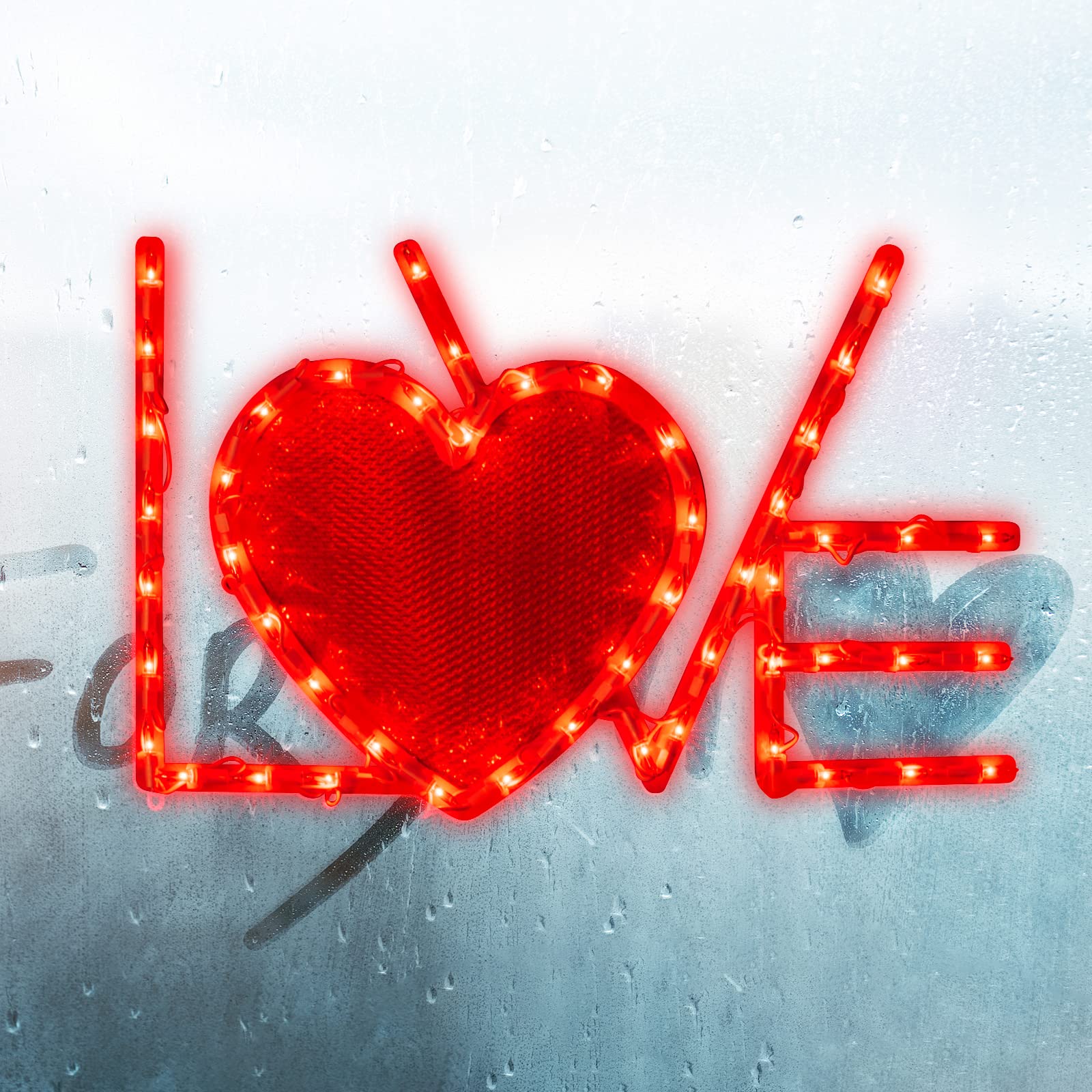 Lamphome 50L 17.3'' Red Love With Heart Valentine'S Day Window Silhouette Decoration