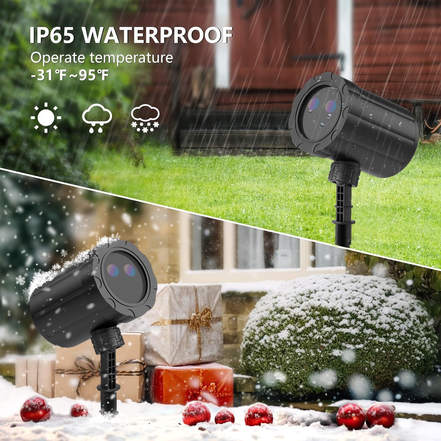 Christmas Projector Lights Outdoor, Blofun Red And Green Starlight Projection Light, 3 Modes With Remote Control, Halloween, Christmas, Party, New Year Decoration Waterproof And Frostproof