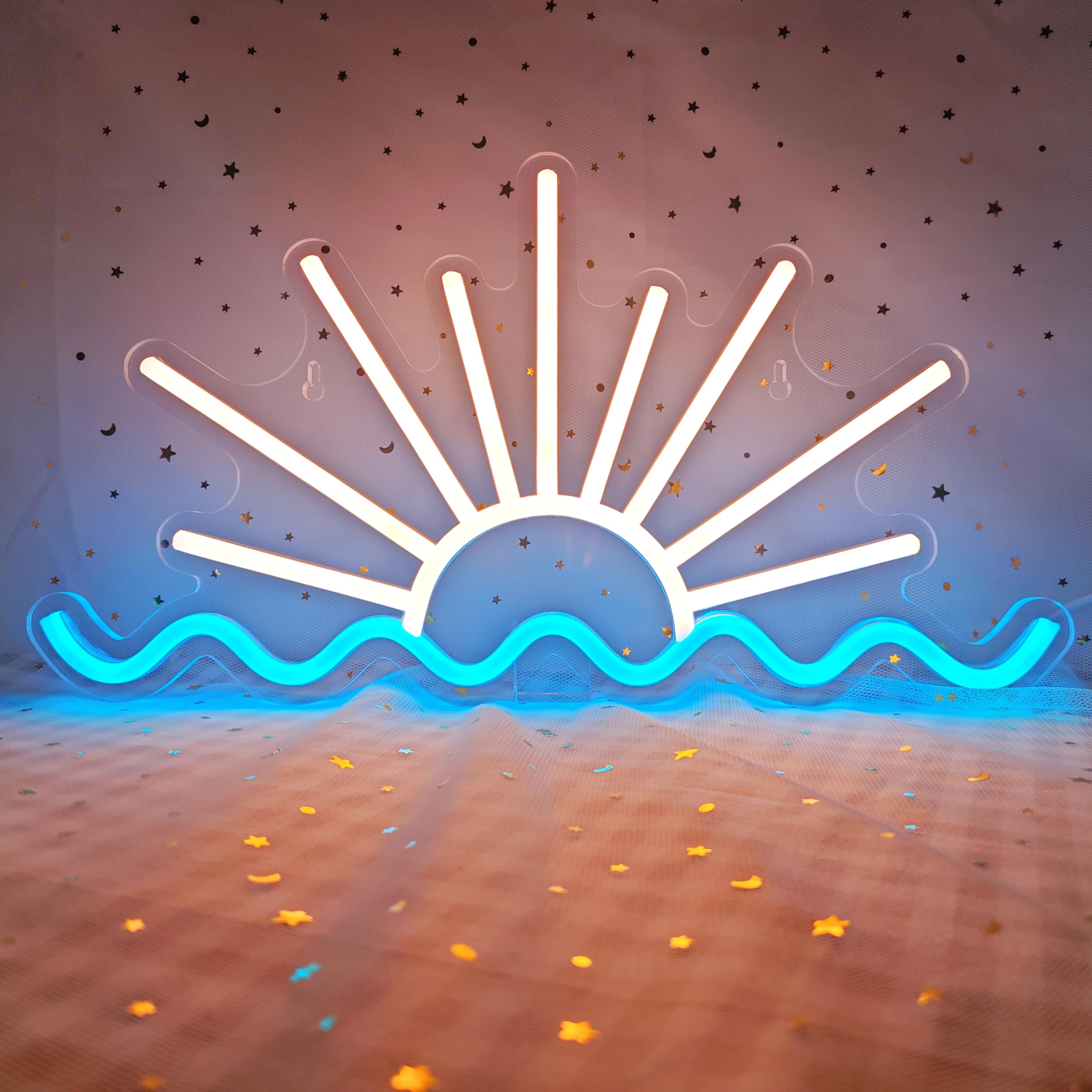 VIKLIU Sunrise Sunset Neon Sign Dimmable LED Light 14.96x8.07 inches Acrylic White-sunset Model NBTYH