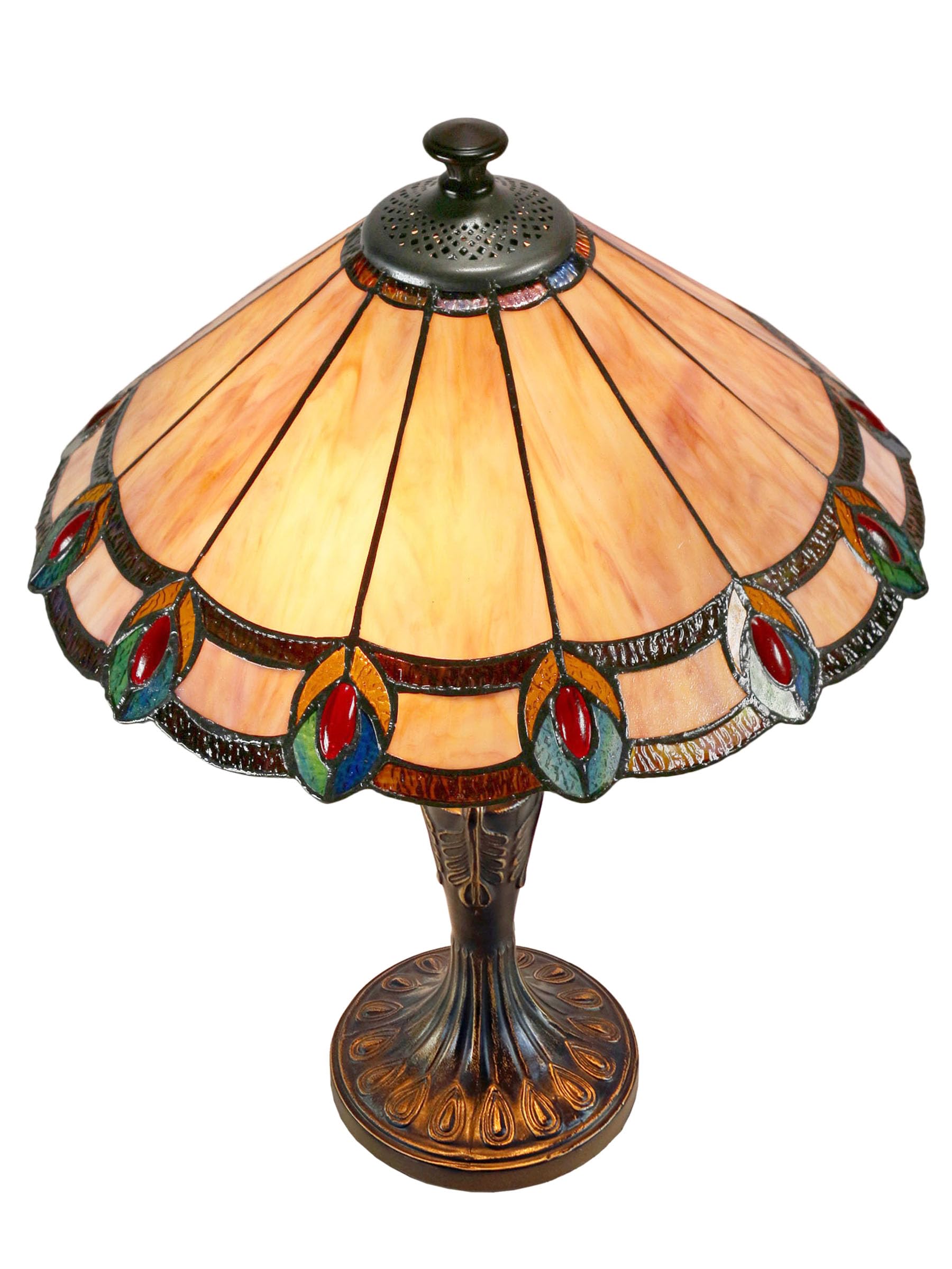 Dale Tiffany Aldridge Peacock Table Lamp, Antique Bronze, Multicolor, Model TT101081J