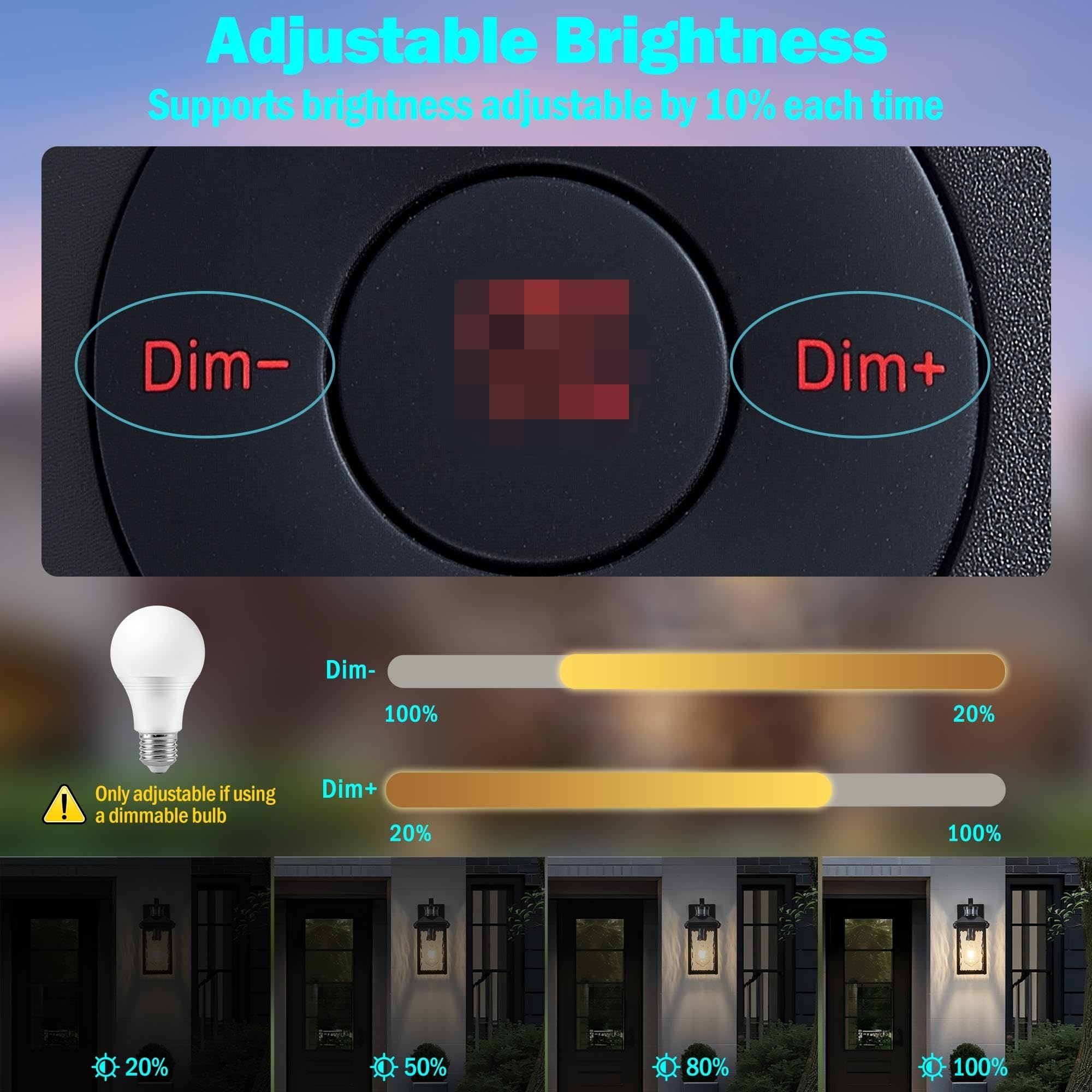 Hebangya Outdoor Porch Lights with Remote Control, Motion Sensor, 4 Lighting Modes, 1 Pack, Black, Model H2015-1B-RW