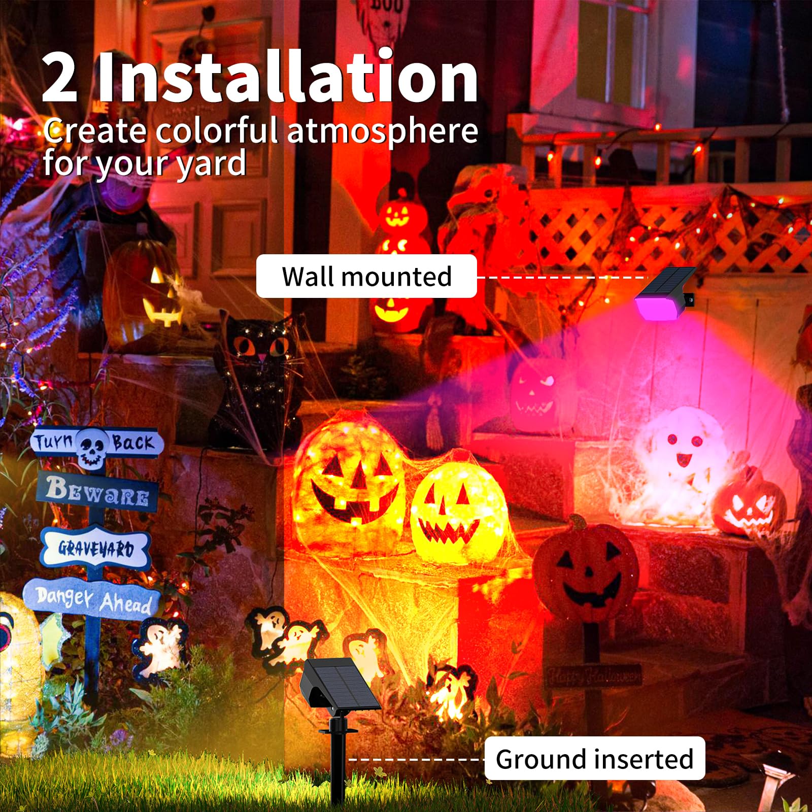 Wenaty Solar Spot Lights Outdoor Color Changing, [7 Mode/6 Pack] Christmas Landscape Spotlights, Solar Lights Outdoor Waterproof