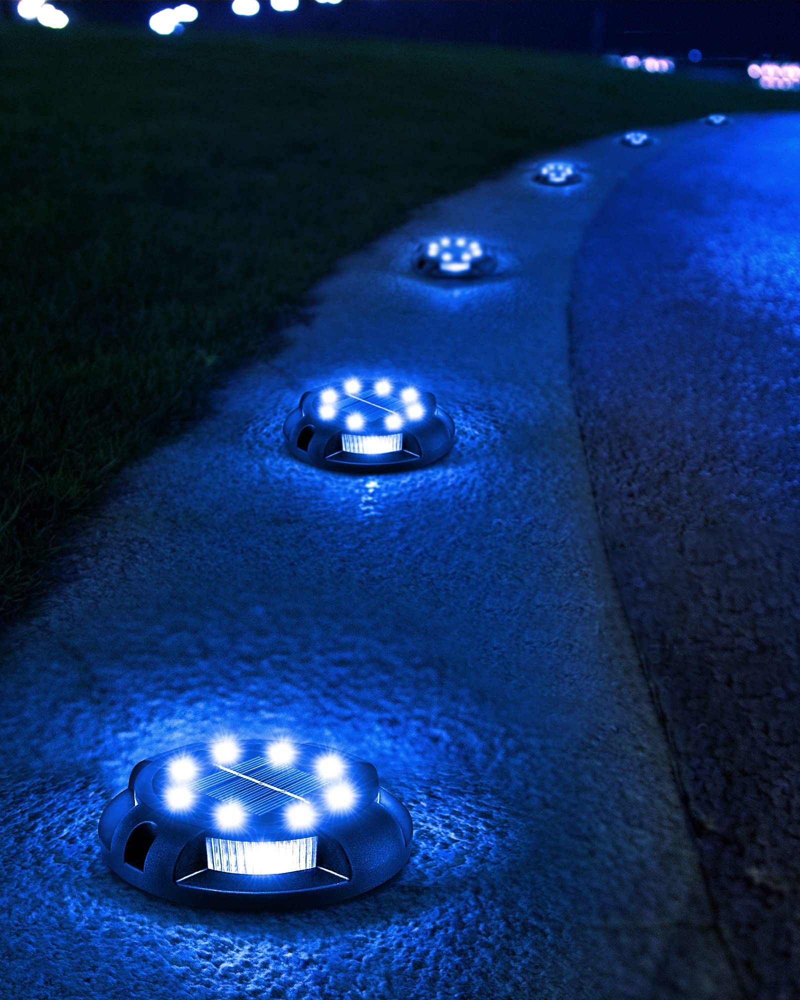 Biling Solar Pathway Lights, 12 Pack, Waterproof Blue Solar Ground Lights for Yard, Walkway, Garden, Halloween Decorations