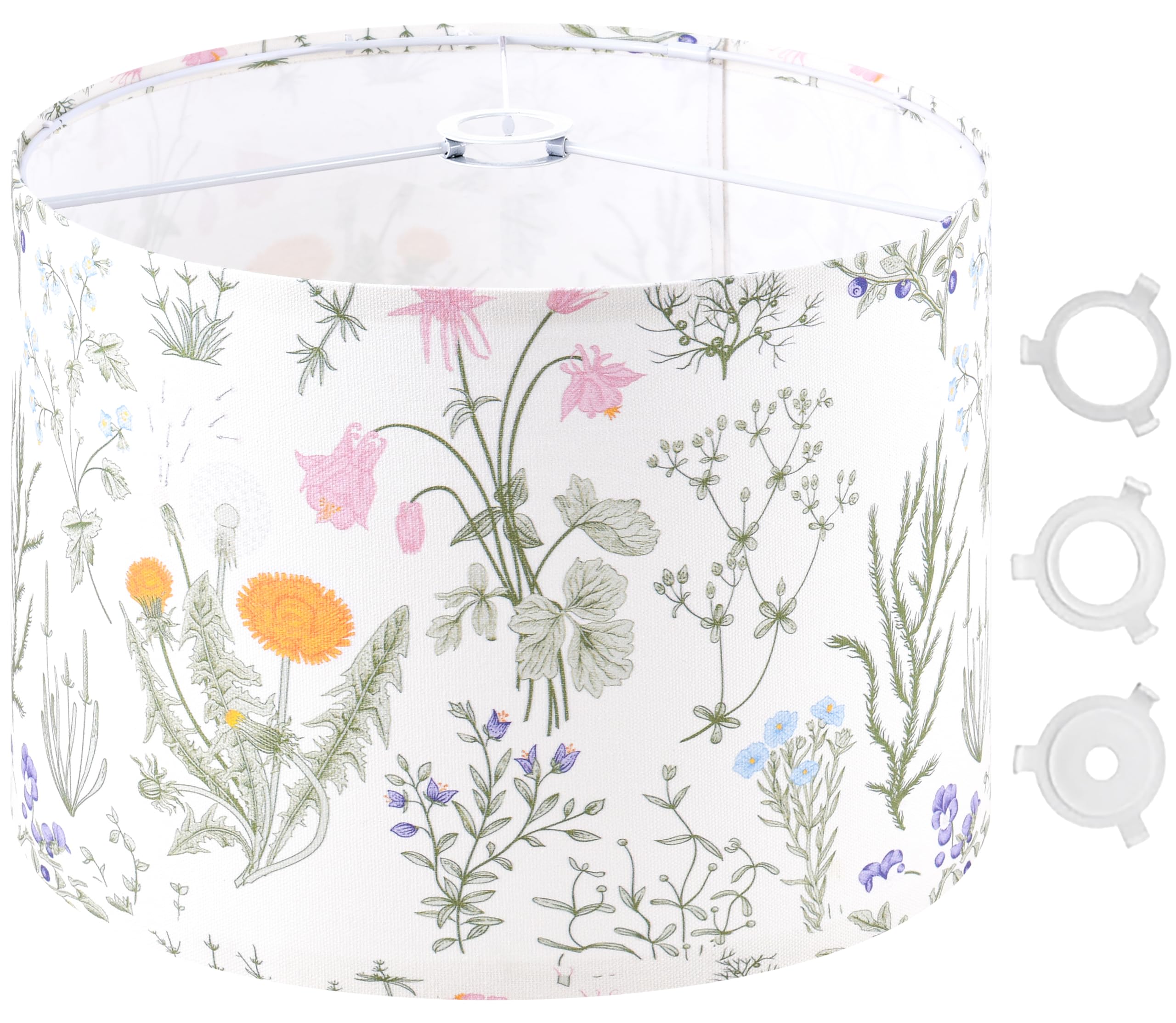 GO&SO Drum Lamp Shade, 16inx16inx12in, Polyester Linen, Multicolour-7, Spider E27 Base, DIY Assembly, Model G5-17-7DZT-