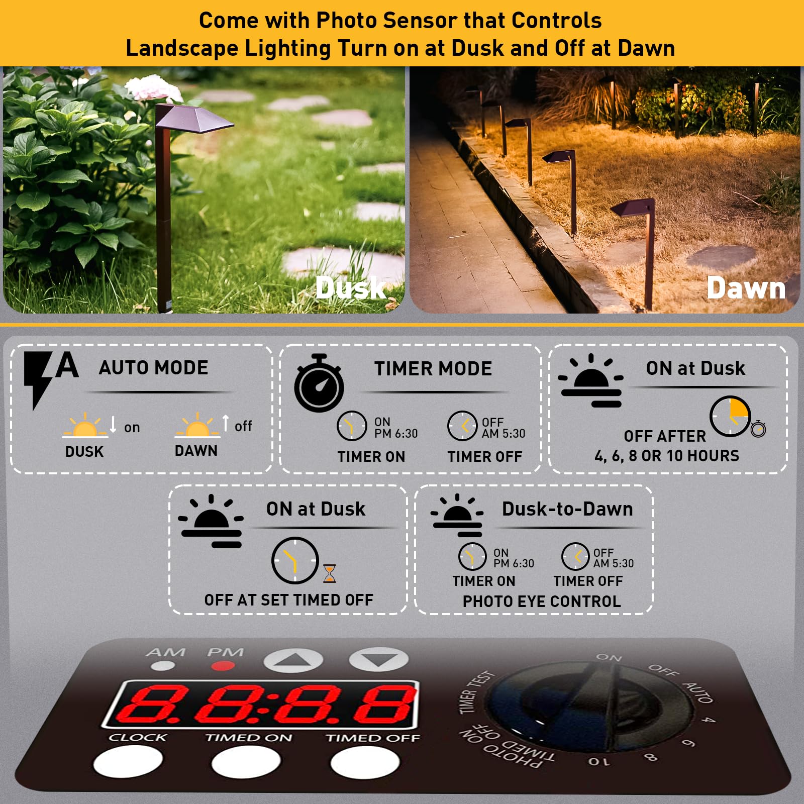 Malibu 600W Low Voltage Transformer Outdoor Landscape Lighting Transformer 120V Ac To 12V Ac With Sensor And Weather Shield For