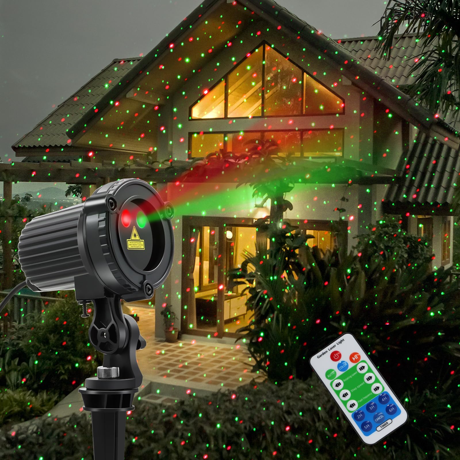 Herhoter Christmas Laser Lights Outdoor,Red And Green Moving Outdoor Laser Light, Waterproof Garden House Decoration Laser Chris