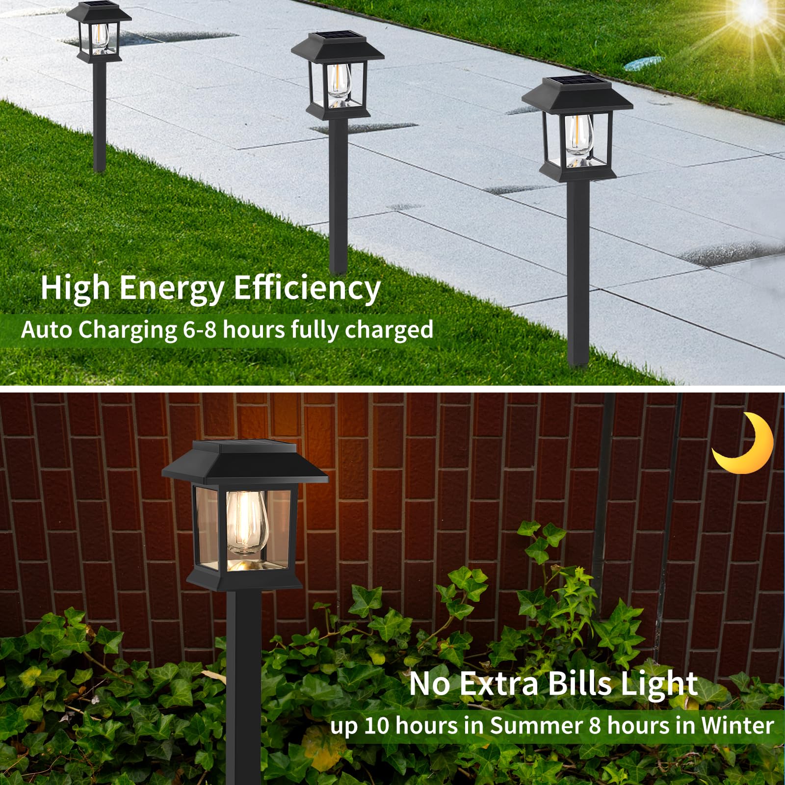 Greluna Solar Pathway Lights, 6 Pack, Waterproof, Warm White, Model DCGD003
