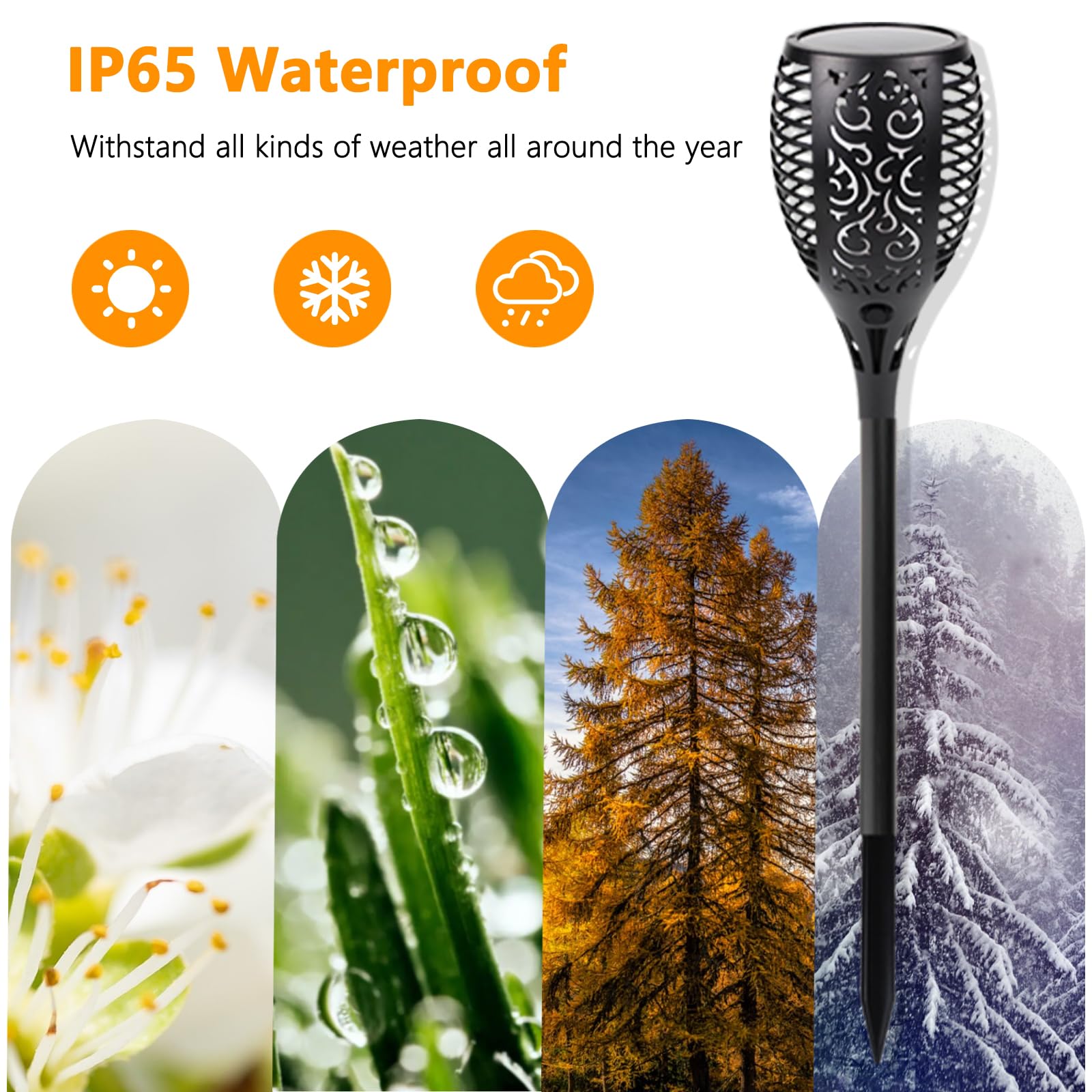 Upgraded Solar Lights Outdoor, 6 Pack Flickering Flame Solar Torch Lights with Super Larger Size for Garden Decor, Waterproof So