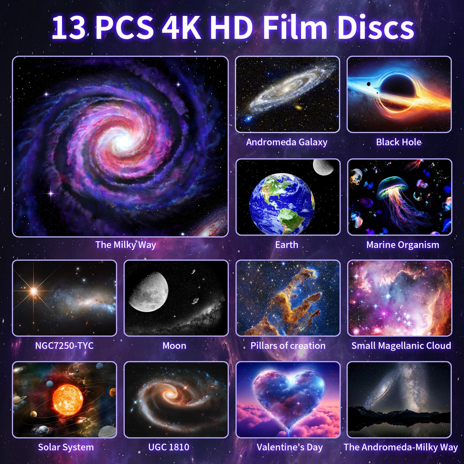 Meteor Galaxy Projector, 13 In 1 Planetarium Star Projector Realistic Starry Sky Night Light With Solar System Constellation Moo