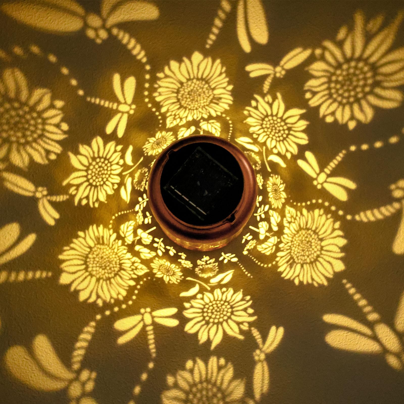 Dragonfly Solar Lanterns Outdoor Waterproof Hanging Sunflower Solar Lights Metal Decorative Led Lanterns Outside Christmas Gifts