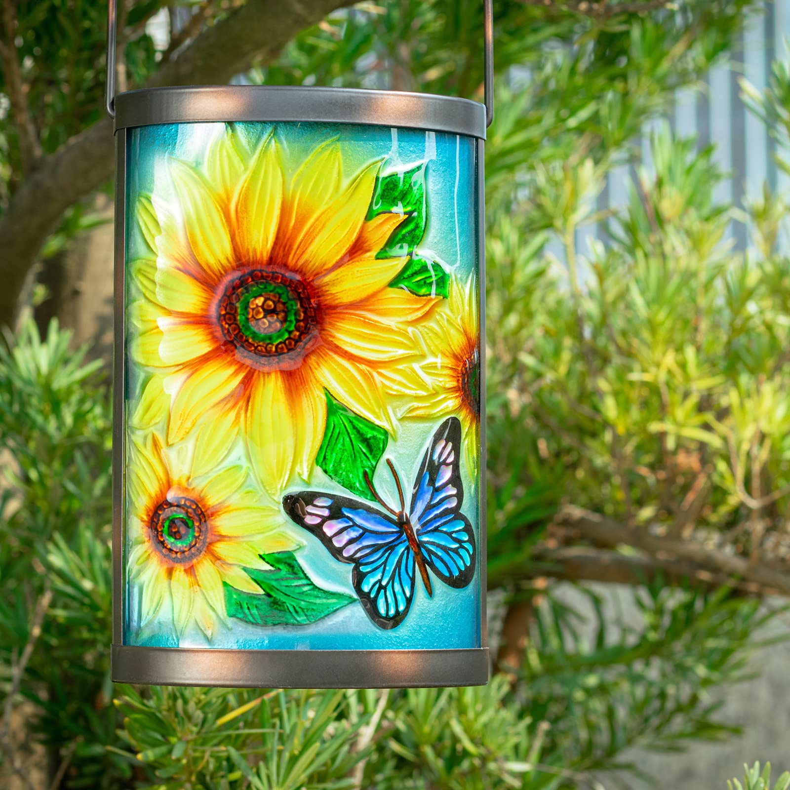 MUMTOP Hanging Solar Lantern - Waterproof LED Sunflower Tabletop Lamp, Yellow for Outdoor Patio Garden Decor