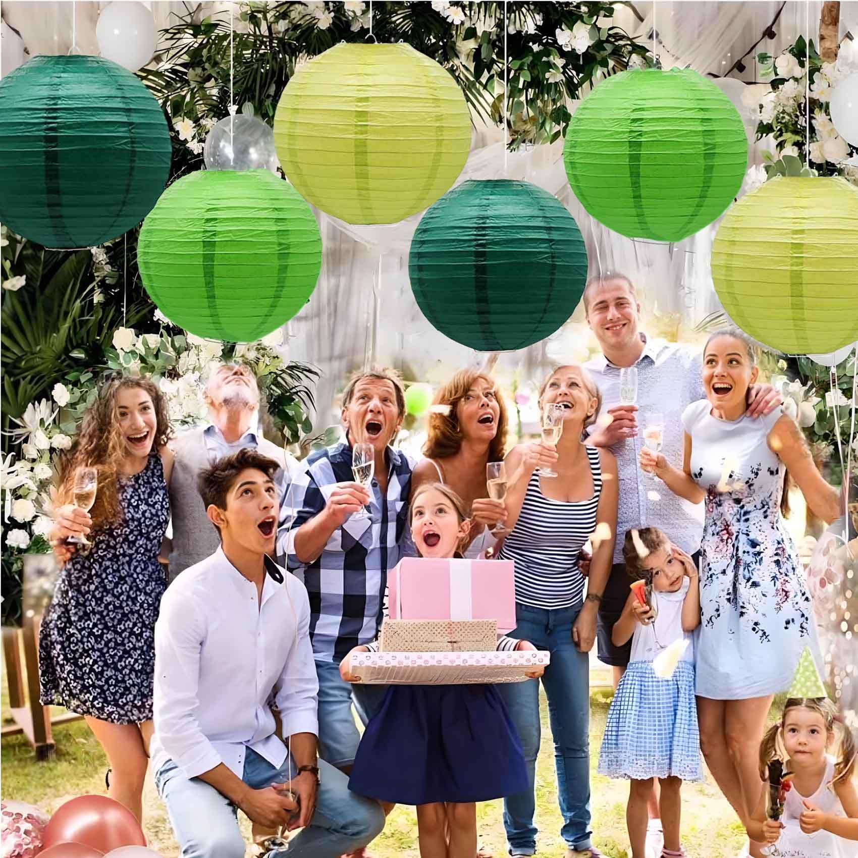 Green Paper Lanterns 12Pcs Hanging Chinese Lanterns For Wedding Birthday Baby Shower Christmas Graduation Anniversary Other Them