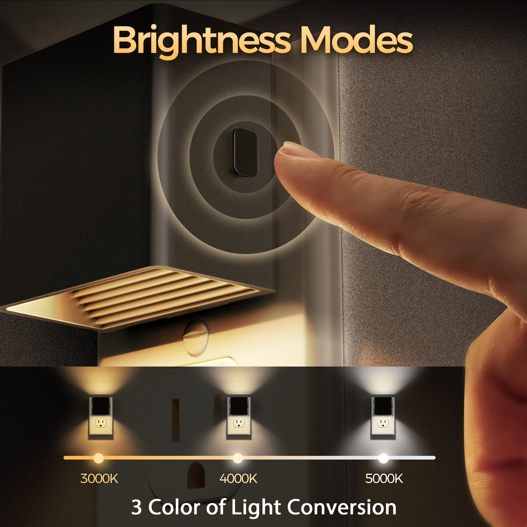 DORESshop Night Lights Plug Into Wall, 2 Pack, Dusk to Dawn Sensor, 3 Color Temperatures, Plastic, Multicolor, Model D-GY10608US-2