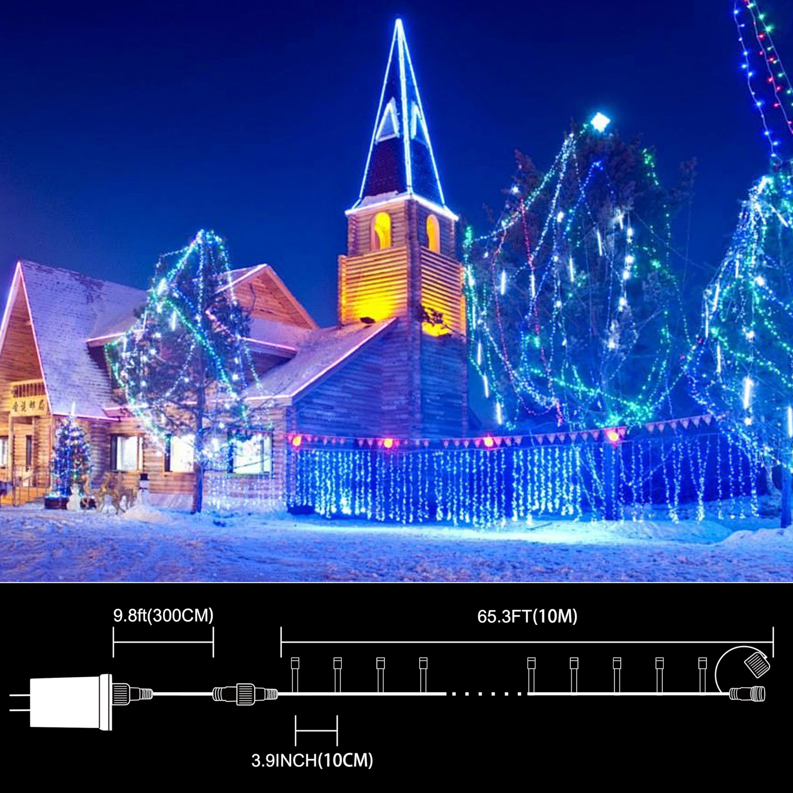 Lamphome 33Ft Christmas Decorative Mini Lights  100 Led Transparent Wire Fairy Starry String Lights Plug In  11 Lighting Modes  For Indoor Outdoor Xmas Tree Wedding Party Decoration (Blue)