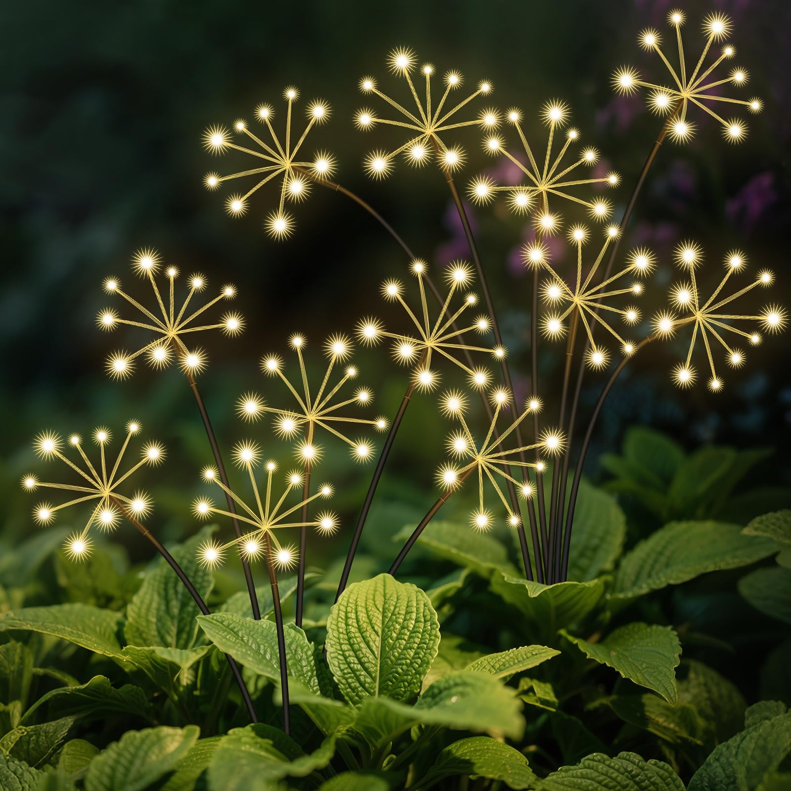 Solar Garden Lights 2 Pack Waterproof Swaying Starburst Light Solar Outdoor Lights for Yard Patio Walkway Pathway Party Wedding 