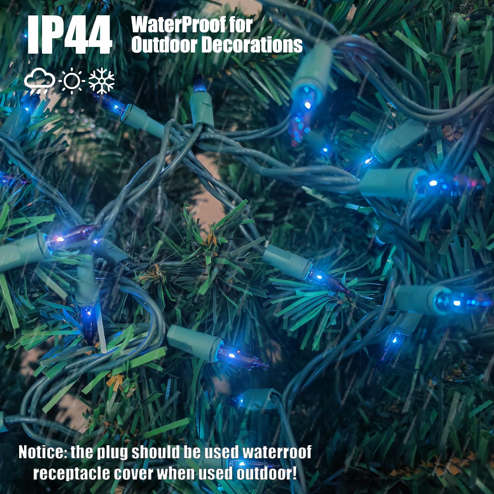 Hishiny Christmas Lights 100 Count Blue Christmas Tree String Lights With Green Wire For Outdoor Indoor Christmas Decorations Wedding Decorations Valentines Day Decor Ul Certified (21Feet)