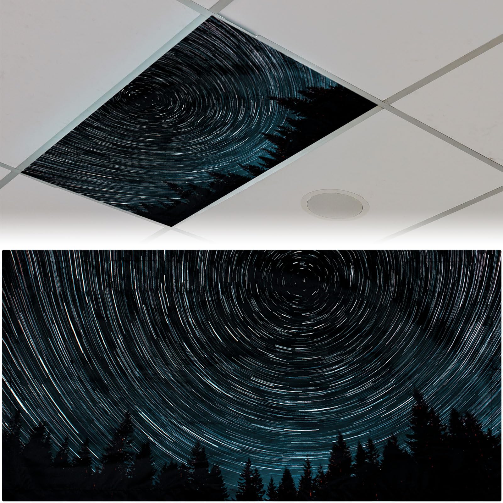 Patelai Fluorescent Light Cover with 10 Magnets, 4 x 2 Feet, Black, for Classroom and Office Decor, Model PT-Patelai-132931