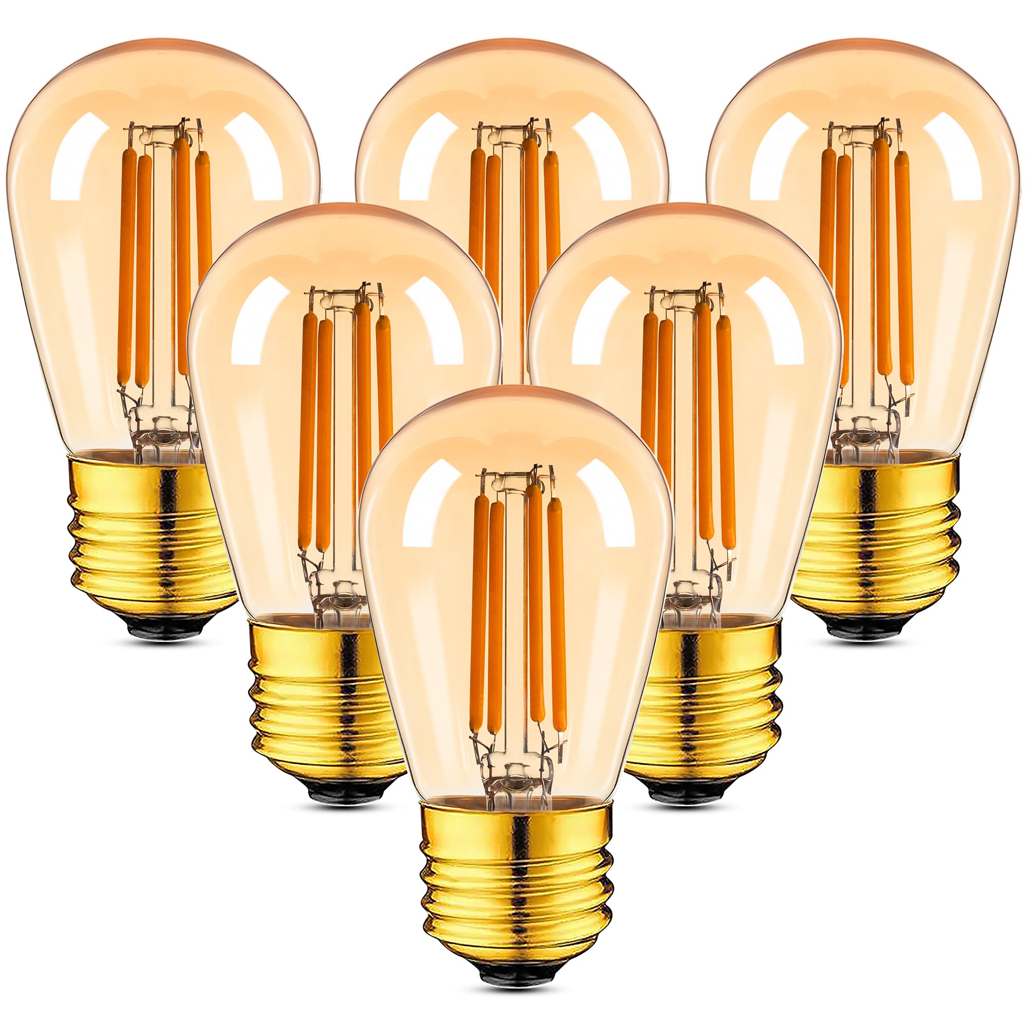 Grensk E26 Led Amber Warm Light Bulbs, S14 4.8W Edison Low Watt Vintage Light Bulbs Equivalent To 40W 60W Incandescent, 2700K Wa