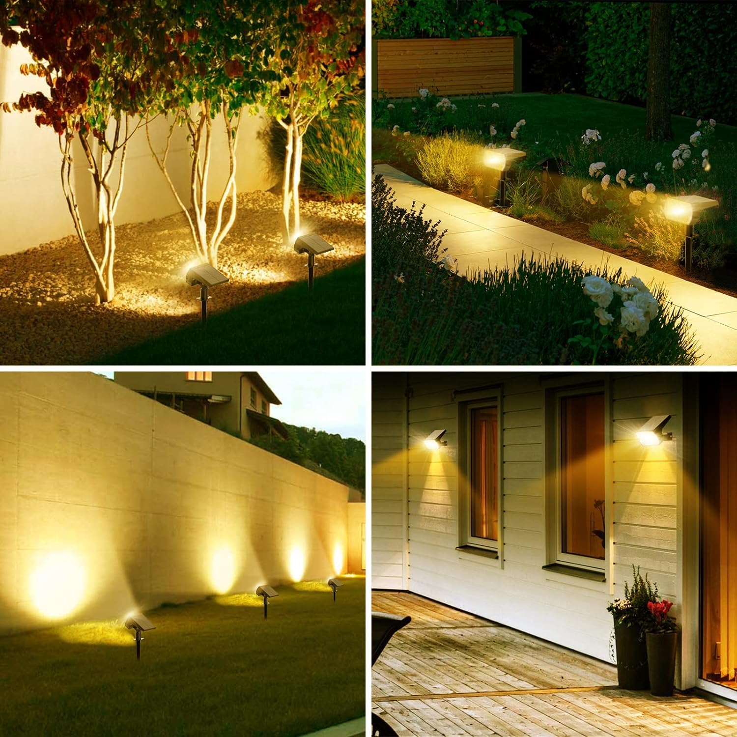 Fratink Solar Spot Lights Outdoor 2-in-1 IP65 Waterproof 65 LED 6 Pack Warm White Garden Flood Light Model HD-M-0030