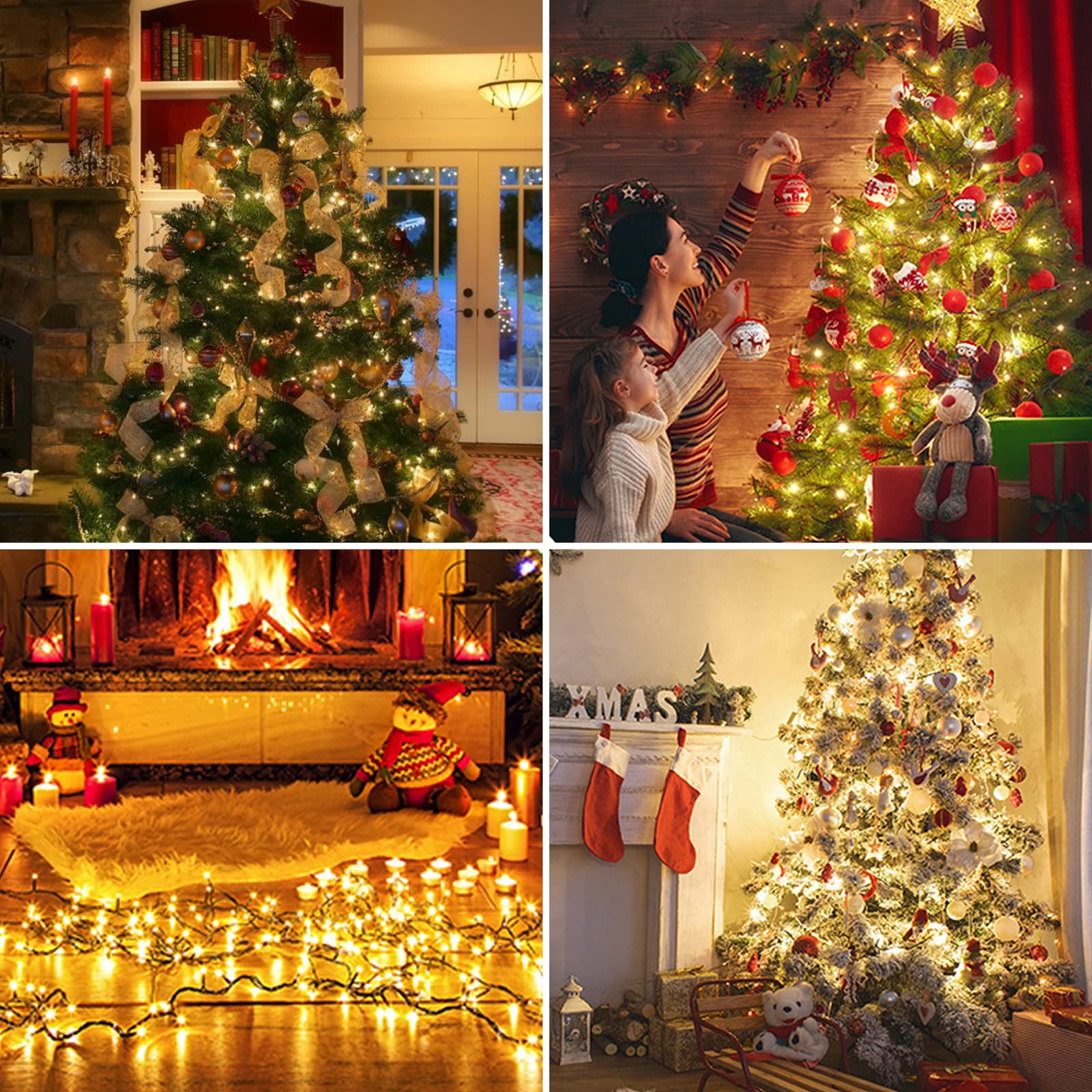 Flacchi Solar Christmas Lights, 400 LED, 8 Modes, Waterproof, 2 Pack, Warm White, Outdoor String Lights for Garden and Patio