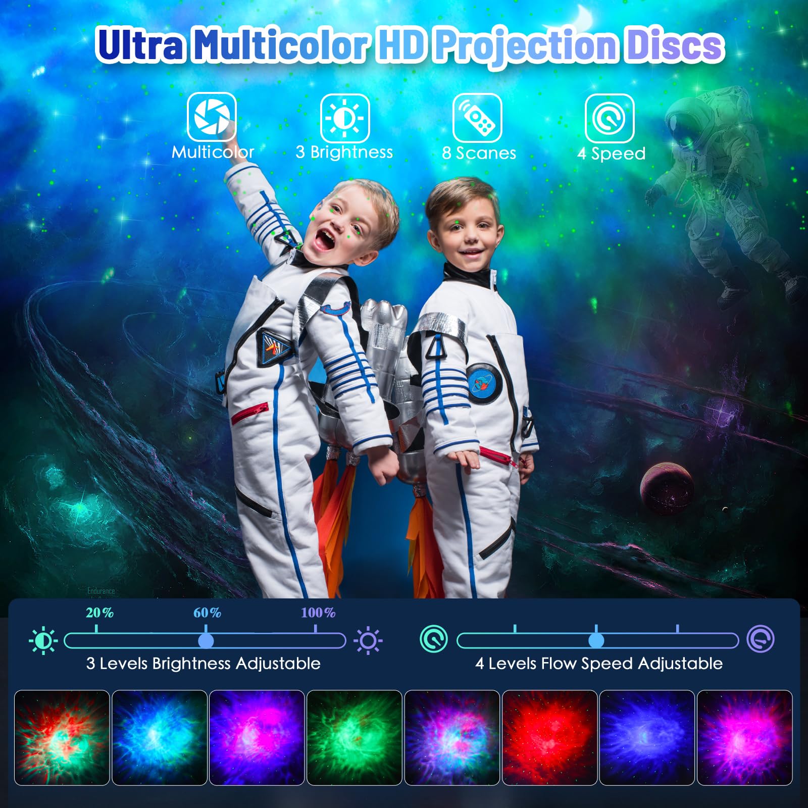 Kimhy Astronaut Galaxy Projector, 2 In 1 Galaxy Projector For Room Decor With Moon Lamp, Star Projector Galaxy Light With 8 Colo