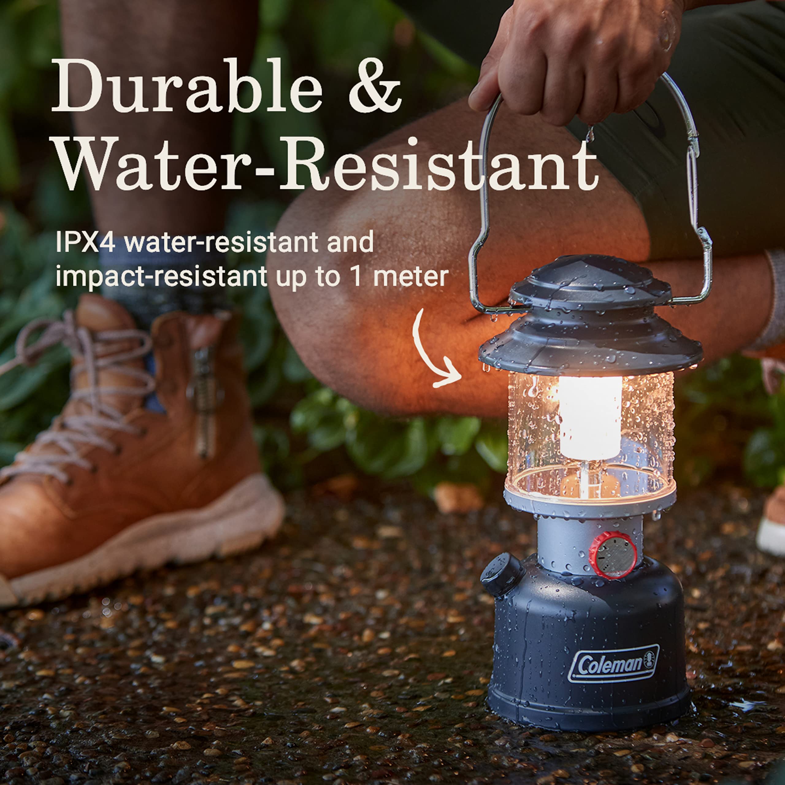 Coleman Classic 800L LED Lantern, Water-Resistant, Black, Model 2155747, Rechargeable with Carabiner Handle for Camping & Emergencies