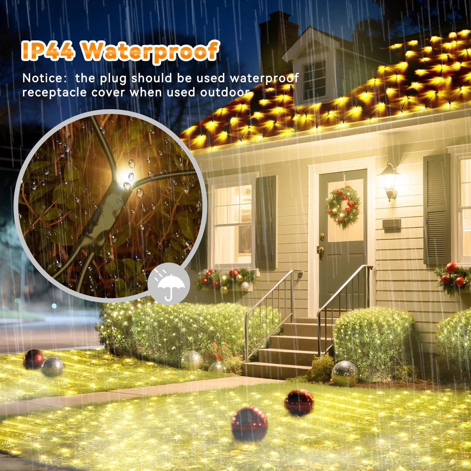 Lithome 21Ft X 5Ft Christmas Net Lights Outdoor Mesh Lights  360 Led Warm White Net Light 8 Modes Connectable  Waterproof Giant Christmas Mesh Light Green Wire For Bushes Garden Yard Party Tree Decor
