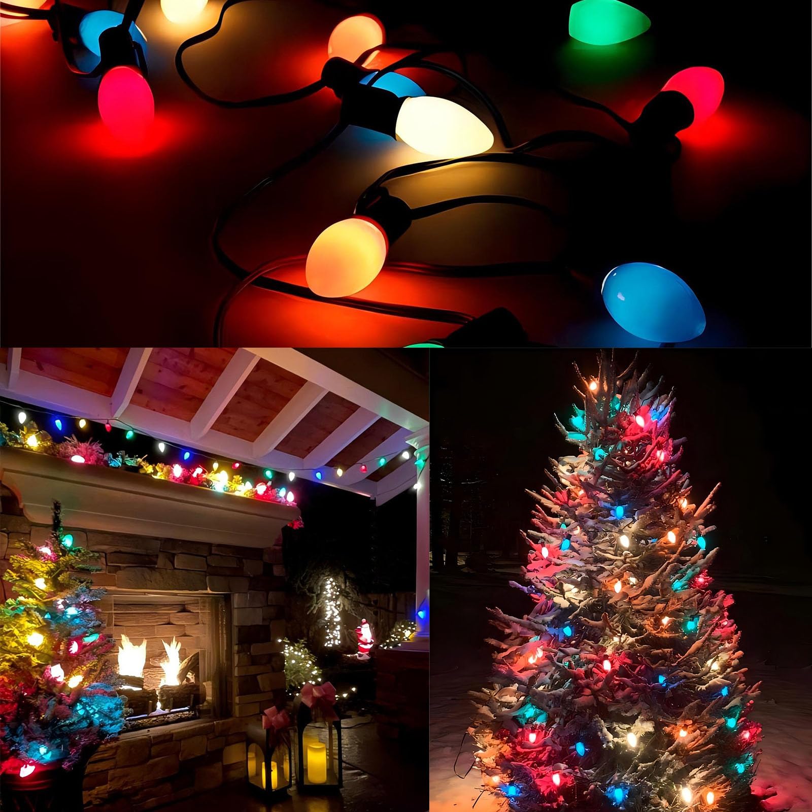 25 Pack C7 Led Multicolor Christmas Replacement Light Bulbs For Outdoor String Lights, E12 Candelabra Base Bulbs, 0.6W Energy-Ef