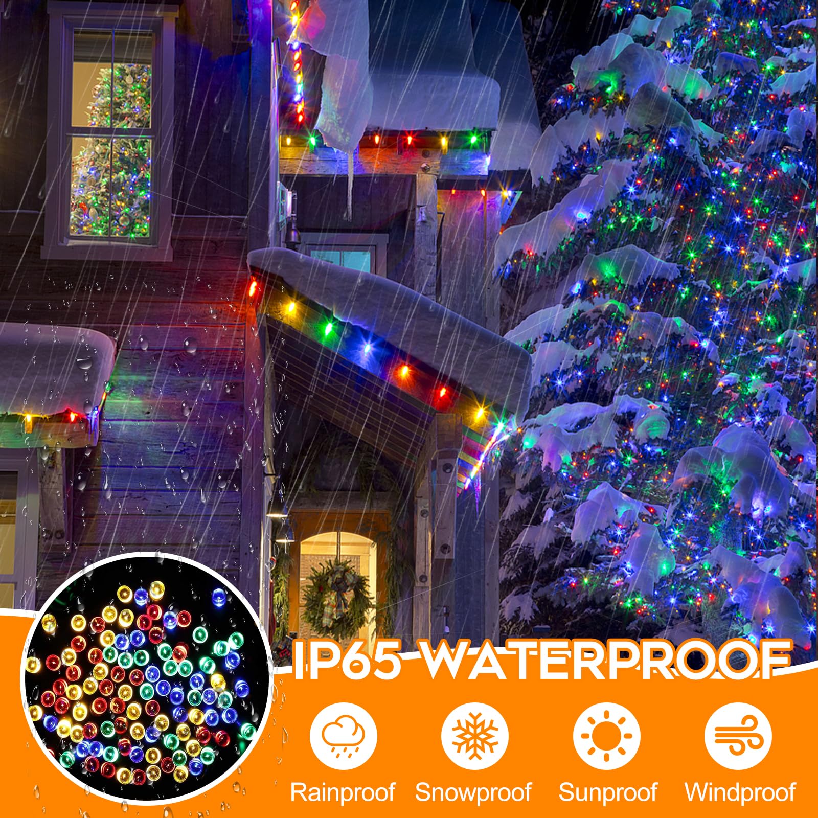 66Ft 200 Led Christmas Lights Outdoor, Christmas Tree Lights Indoor Plug In, Timer & Memory & 8 Modes Twinkle Christmas Xmas Str