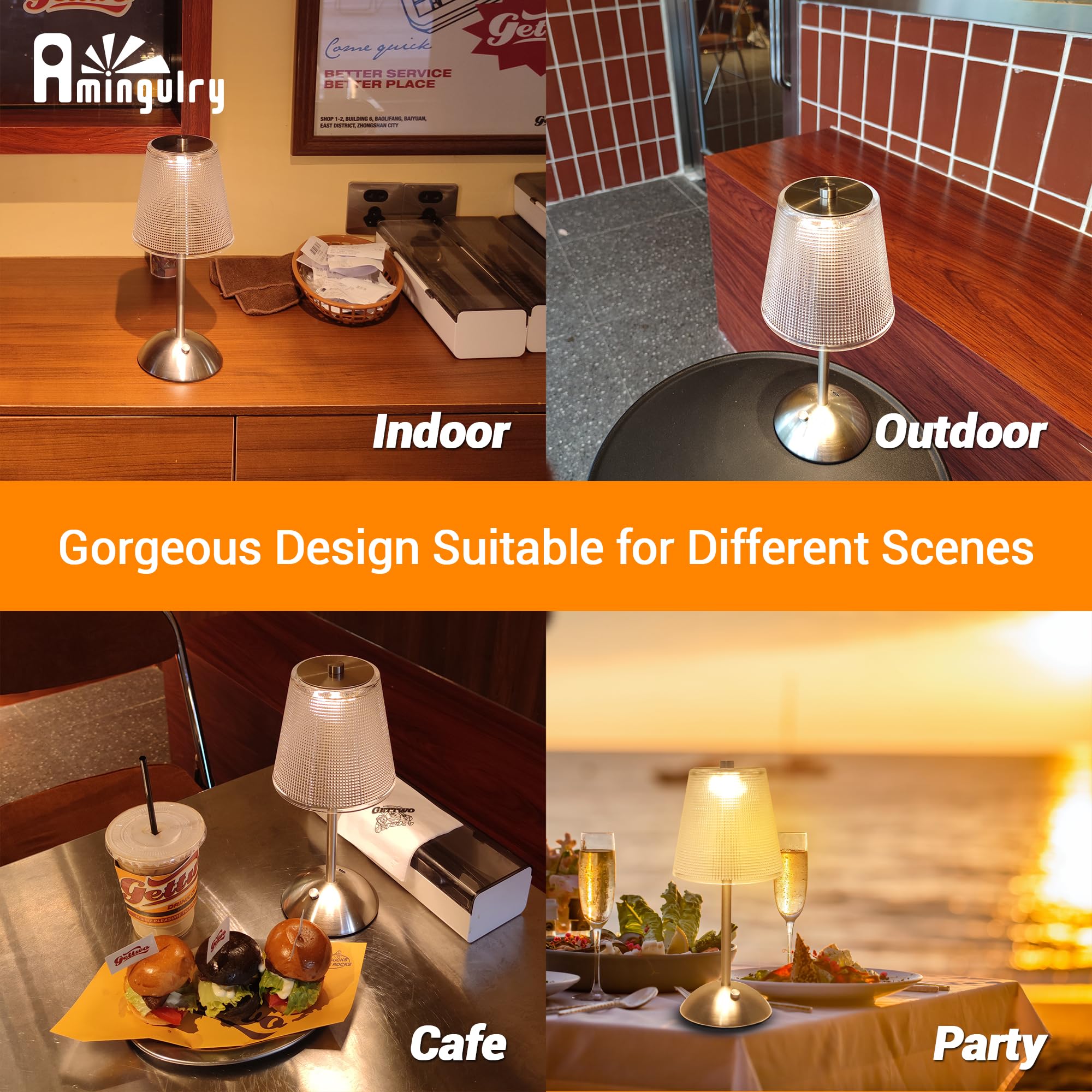 Amingulry Cordless Table Lamp, 4000Mah Rechargeable Battery Operated Lamp, 3 Way Modes & Stepless Dimmable Led Touch Lamp, Porta