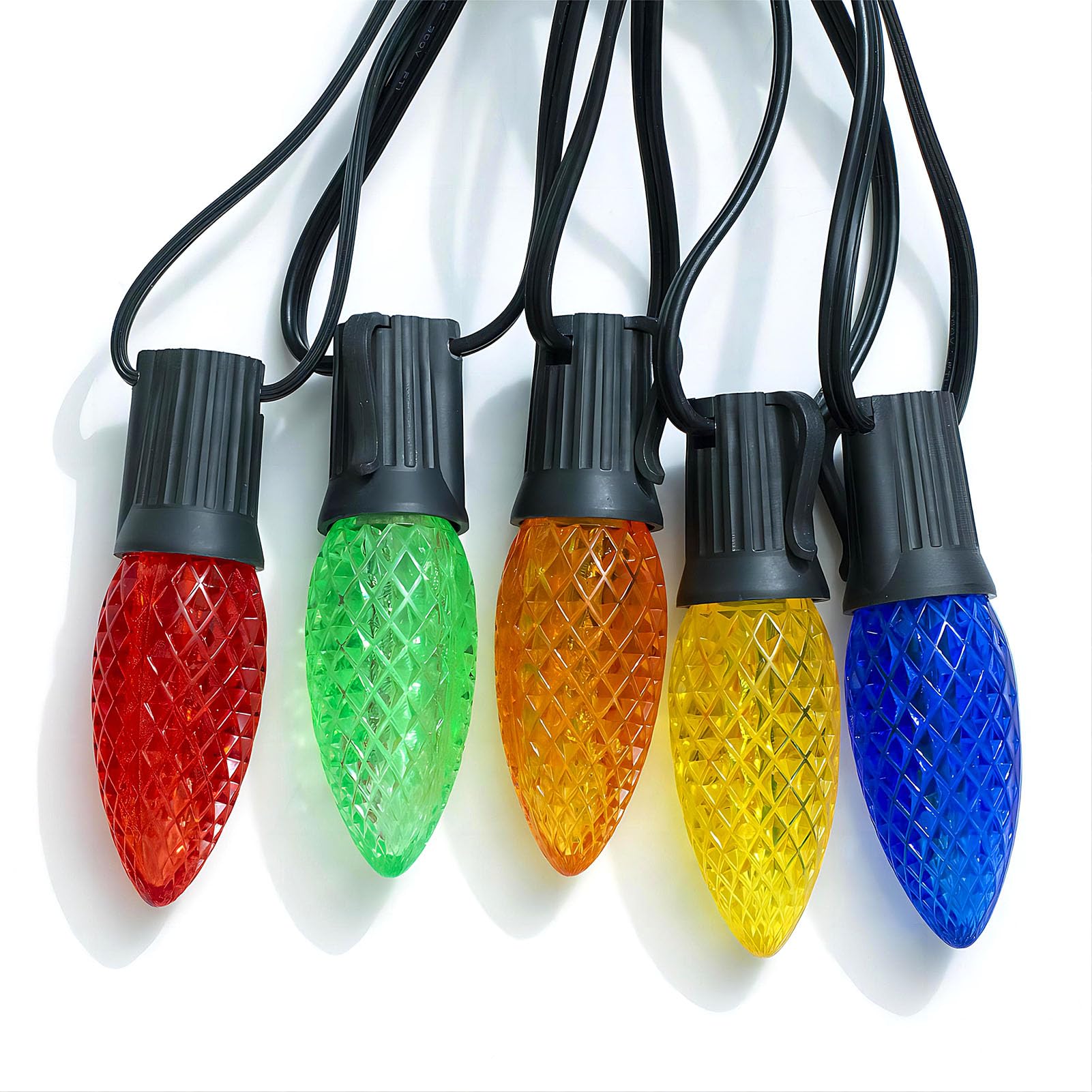 Meconard C9 Led Replacement Christmas Light Bulbs, C9 Shatterproof Led Bulbs For Christmas Indoor Outdoor String Lights, E17 Intermediate Base, Commercial Grade Holiday Bulbs, Multi-Color, 25Pack