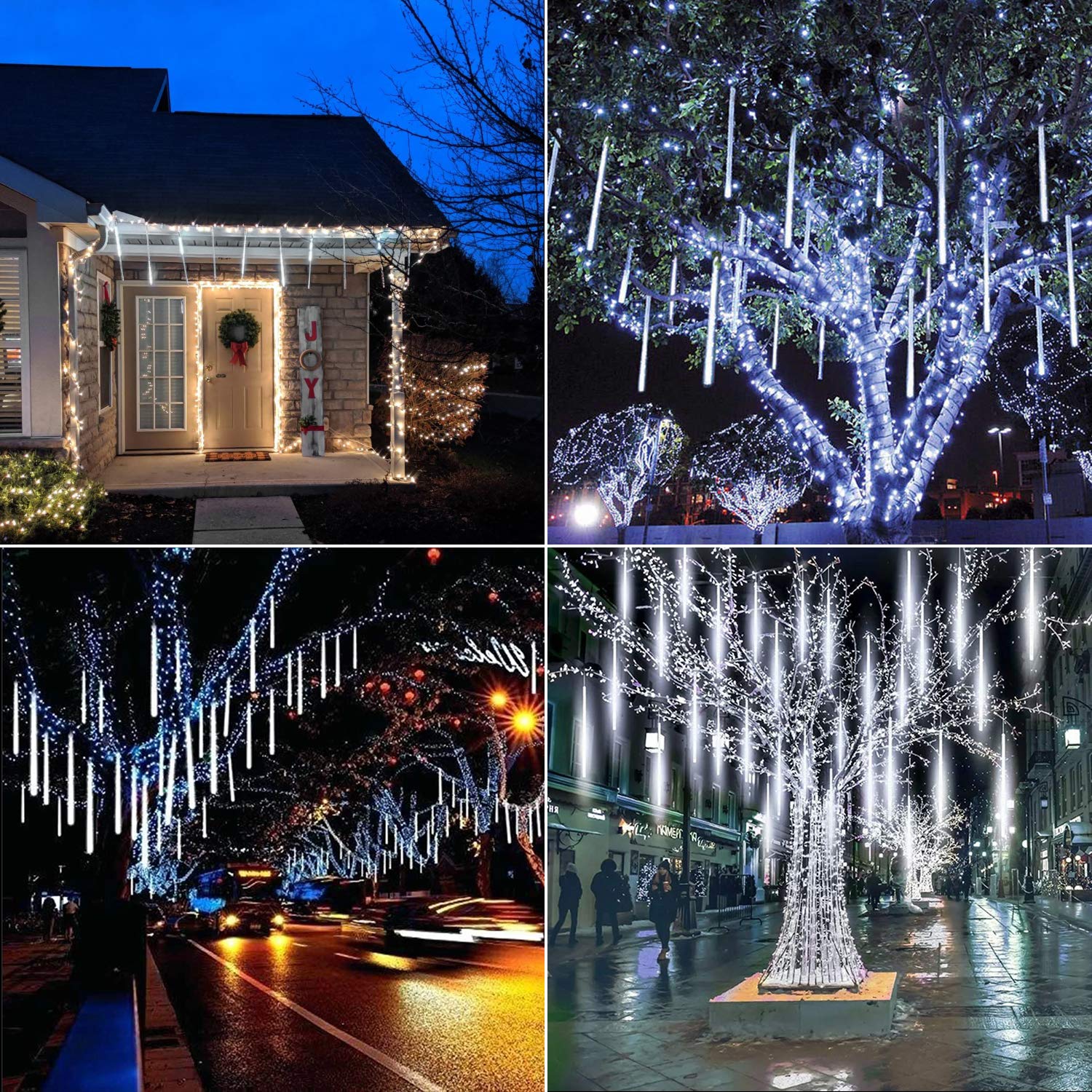 Brightown Meteor Shower Lights, 10 Tube 360 LED, Waterproof, 16 Inch, White, Model CH-7V-30cm-c, Outdoor Christmas Decoration