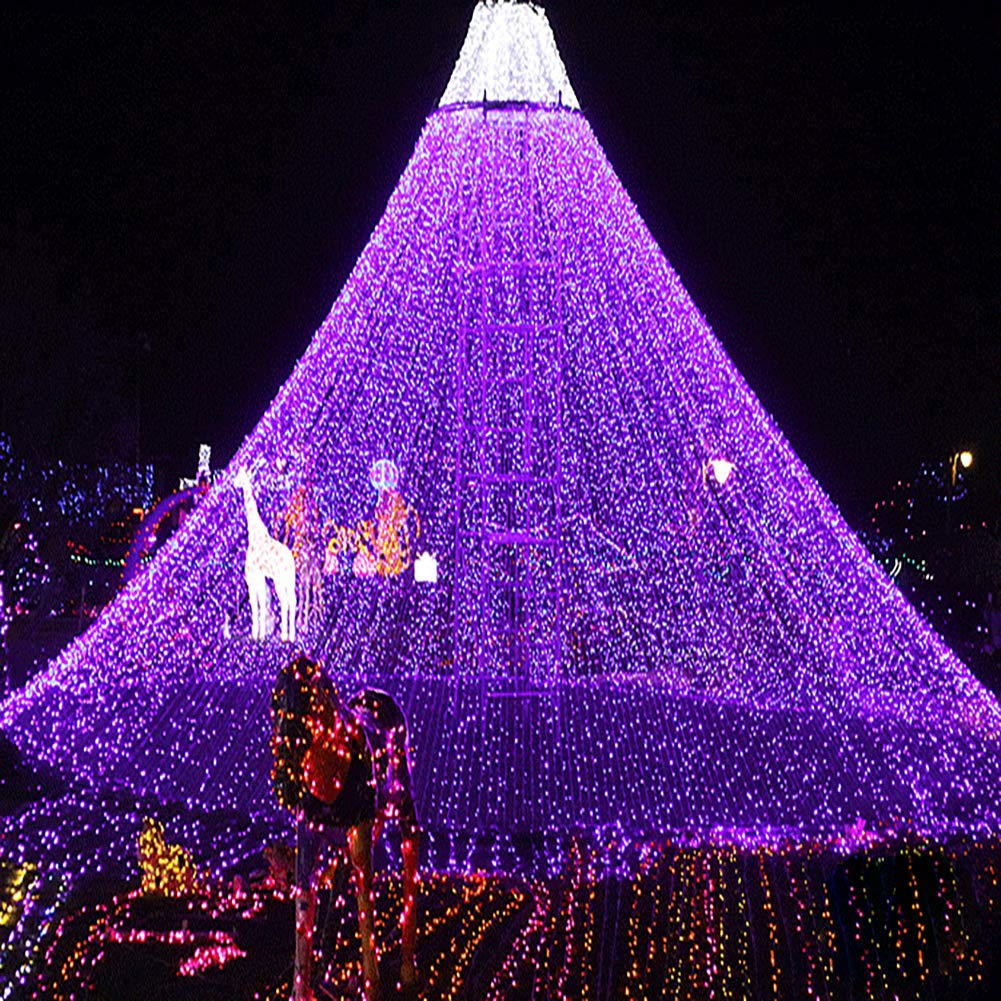 FULLBELL Fairy Lights String Lights 33ft 100 LED, Memory Modes, Transparent Wire, Purple, Model FLEDTKSL10MWW-PU